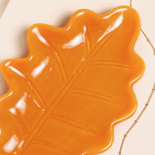 Close up of Something Different Autumn Leaf Ceramic Trinket Dish