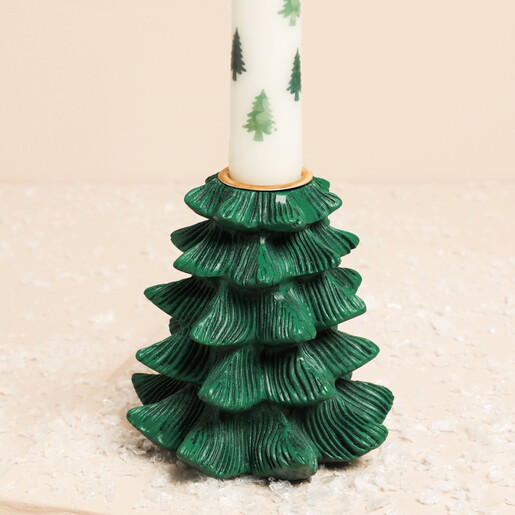 Something Different Green Fir Tree Candle Holder with Taper Candle