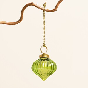 Ribbed Green Glass Sultan Bauble