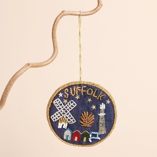 Blue Embroidered Velvet Suffolk Hanging Decoration
