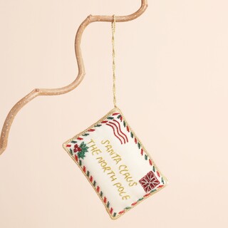Embroidered Letter to Santa Hanging Decoration