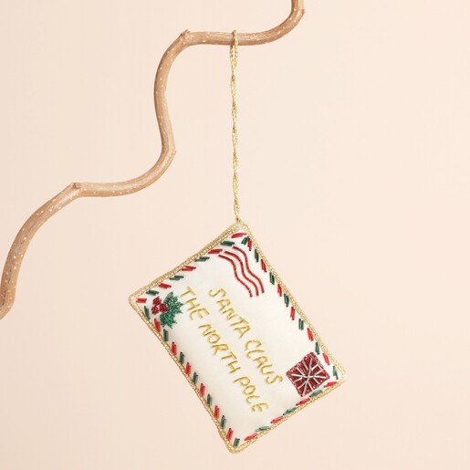 Embroidered Letter to Santa Hanging Decoration