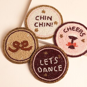 Set of 4 Beaded Party Coasters