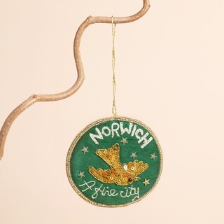 Green Embroidered Velvet Norwich Hanging Decoration