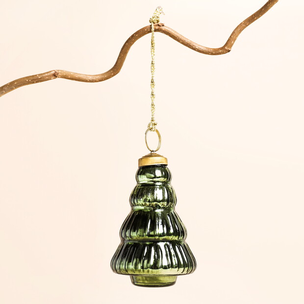 Green Glass Christmas Tree Bauble