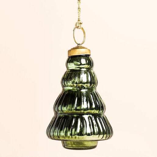 Green Christmas Tree Glass Hanging Decoration