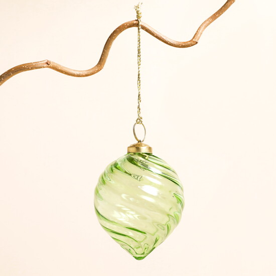 Green Swirl Glass Sultan Bauble
