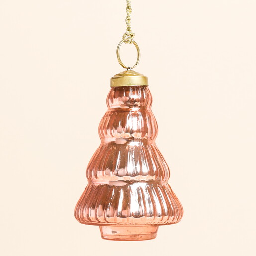 Pink Christmas Tree Glass Hanging Decoration