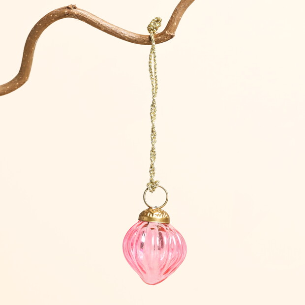 Mini Dimpled Pink Glass Round Bauble Mini Dimpled Pink Glass Round Bauble