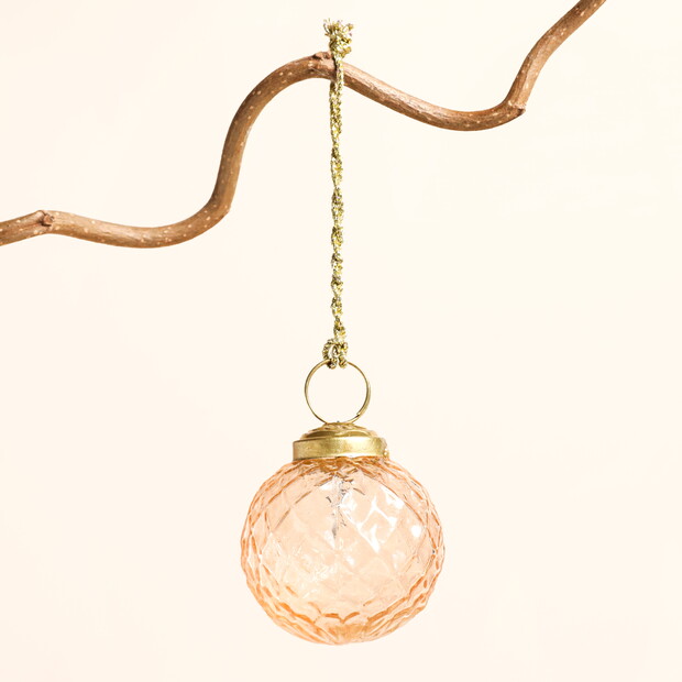 Dimpled Pink Glass Round Bauble Dimpled Pink Glass Round Bauble