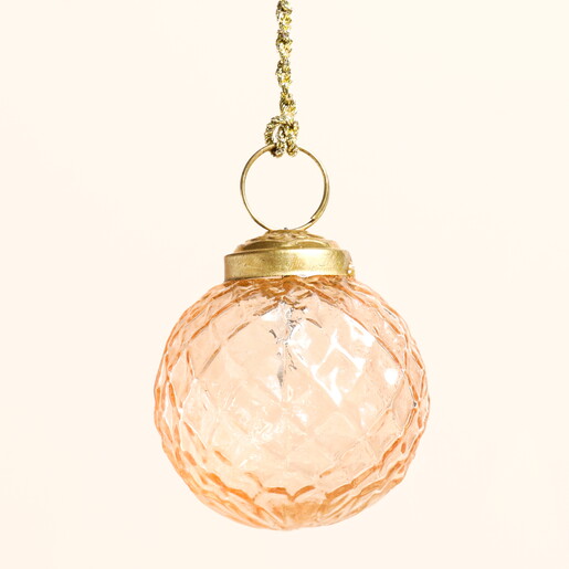 Vintage Pink Patterned Round Bauble