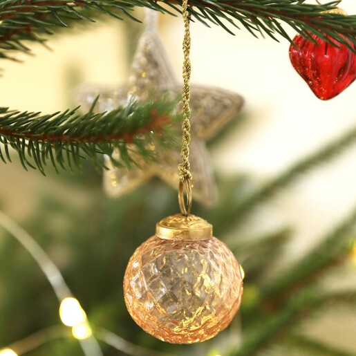 Vintage Pink Patterned Round Bauble