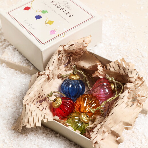Set of 5 Multi Bright Glass Mini Baubles