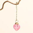 Pink Bauble from Set of 5 Multi Bright Glass Mini Baubles Hanging on Branch