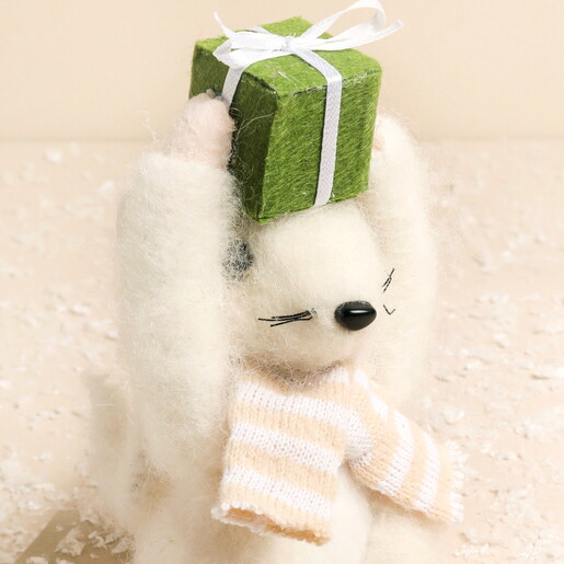 Christmas Present Mouse Standing Decoration