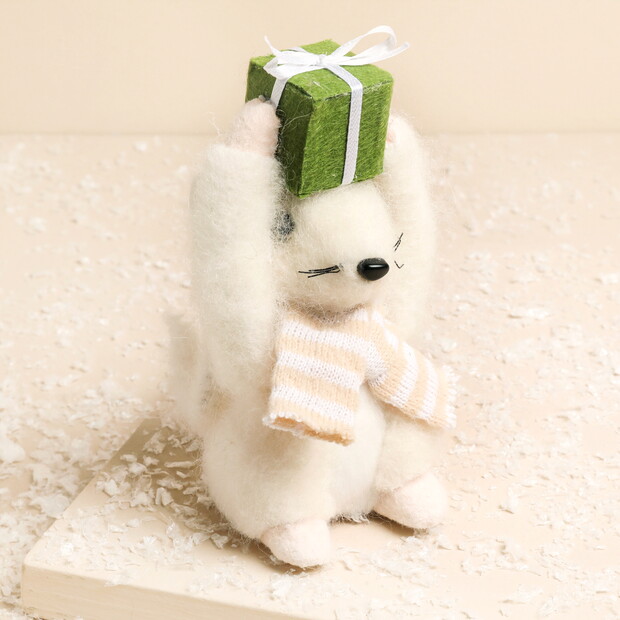 Felt Christmas Present Mouse Ornament Felt Christmas Present Mouse Ornament