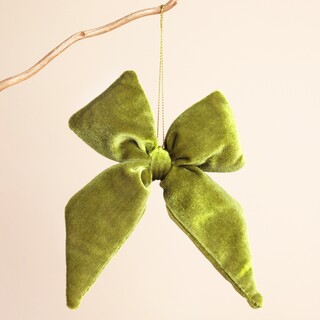 Vintage Green Velvet Bow Hanging Decoration