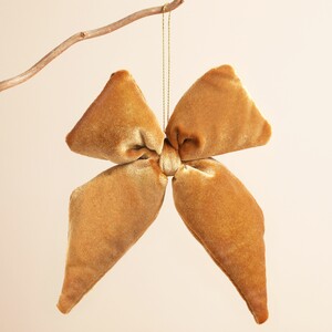 Mustard Velvet Bow Hanging Decoration