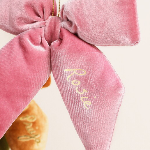 Personalised Pink Vintage Velvet Bow Hanging Decoration