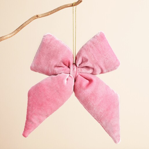 Vintage Pink Velvet Bow Hanging Decoration