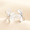 Stainless Steel Large Daisies Adjustable Ring in Silver