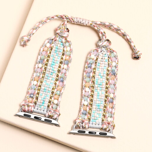 Pink Beaded Apple Watch Strap