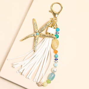 Beaded Starfish Tassel Keyring and Bag Charm