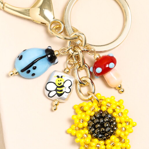 Beaded Sunflower Keyring and Bag Charm