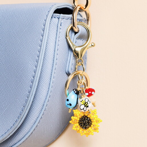 Beaded Sunflower Keyring and Bag Charm