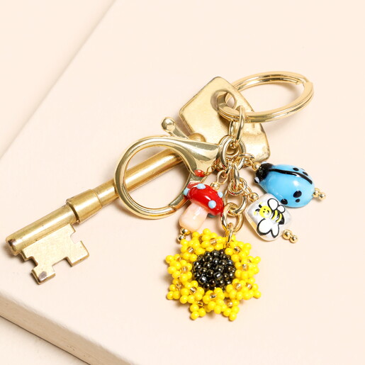 Beaded Sunflower Keyring and Bag Charm
