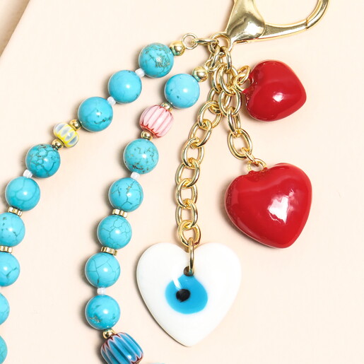Beaded Turquoise Keyring and Bag Charm