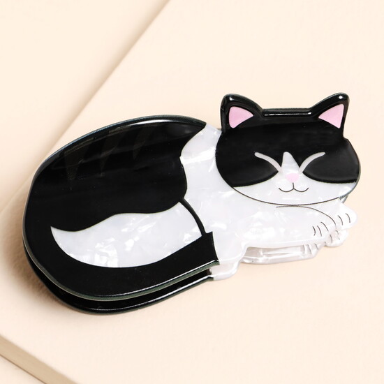 Large Black and White Cat Hair Clip