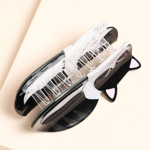 Large Black and White Cat Hair Clip