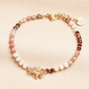 Burgundy Bead Bracelet with Bee Charm