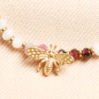 urgundy Bead Bracelet with Bee Charm