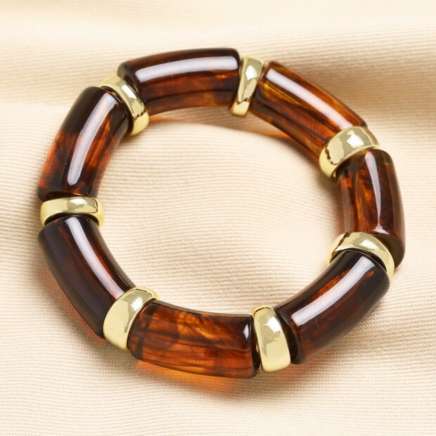 Caramel Marbled Beaded Bracelet in Gold Caramel Marbled Beaded Bracelet in Gold