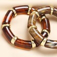 Chocolate Marbled Beaded Bracelet in Gold