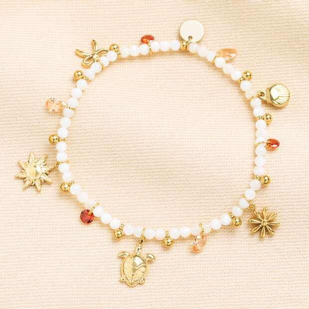 Beach Charms Beaded Bracelet in Gold