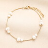 Pearl Snake Chain Charm Bracelet in Gold