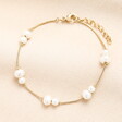 Pearl Snake Chain Charm Bracelet in Gold