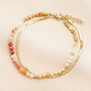 Orange Double Layer Herringbone Bracelet in Gold