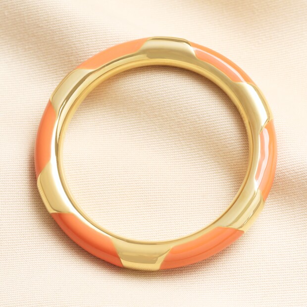 Stainless Steel Enamel Orange Bangle Bracelet in Gold Stainless Steel Enamel Orange Bangle Bracelet in Gold