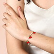 Pearl Cherry Beaded Charm Bracelet in Gold