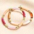 Stainless Steel Pink Tones Beaded Bracelet in Gold