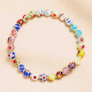 Chunky Rainbow Glass Beaded Bracelet