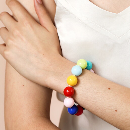 Rainbow Chunky Beaded Bracelet in Gold