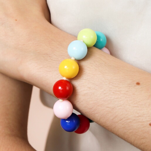 Rainbow Chunky Beaded Bracelet in Gold