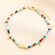 Semi Precious Stone Fish Beaded Bracelet in Gold