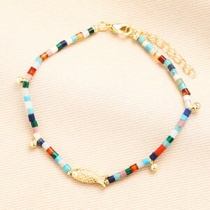 Semi Precious Stone Fish Beaded Bracelet in Gold