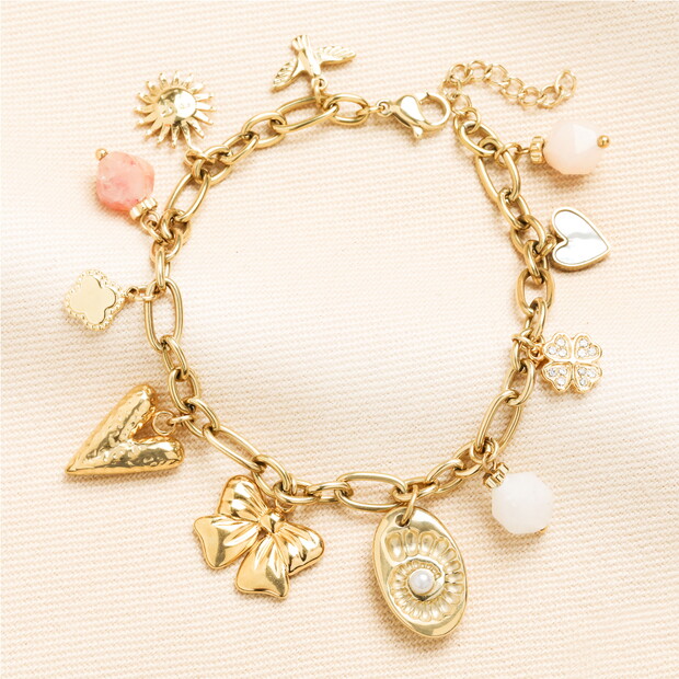 Stainless Steel Chunky Charm Bracelet in Gold Stainless Steel Chunky Charm Bracelet in Gold